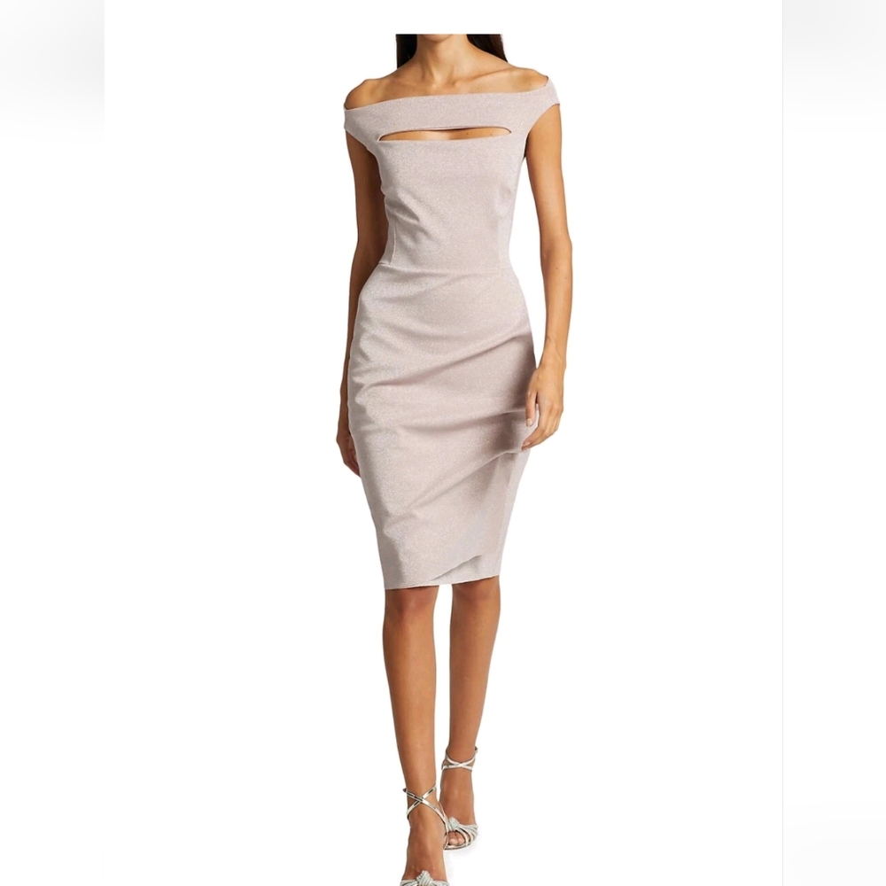 Chiara Boni La Petite Robe Melania Sugar Metallic Sheath Dress Size 44 (8) - Picture 10 of 13
